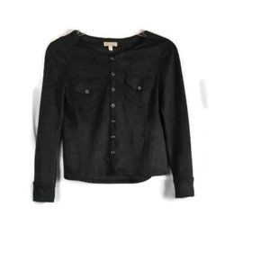 Liberty Garden Black Women's Long Sleeve Blouse Snap Button Closure Size S 035